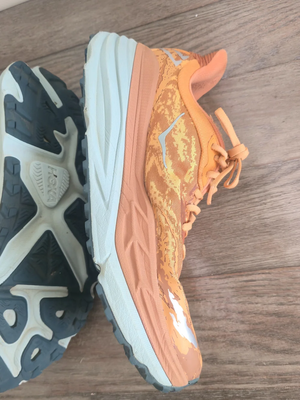 Hoka Stinson 7 Road to Trail Running Shoes Orange Amber Haze Mens 13D Athletic